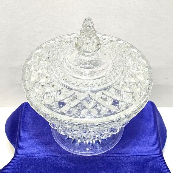 Anchor Hocking Wexford Candy Dish Crisscross Pattern Footed Centerpiece Vintage - Picture 4 of 11